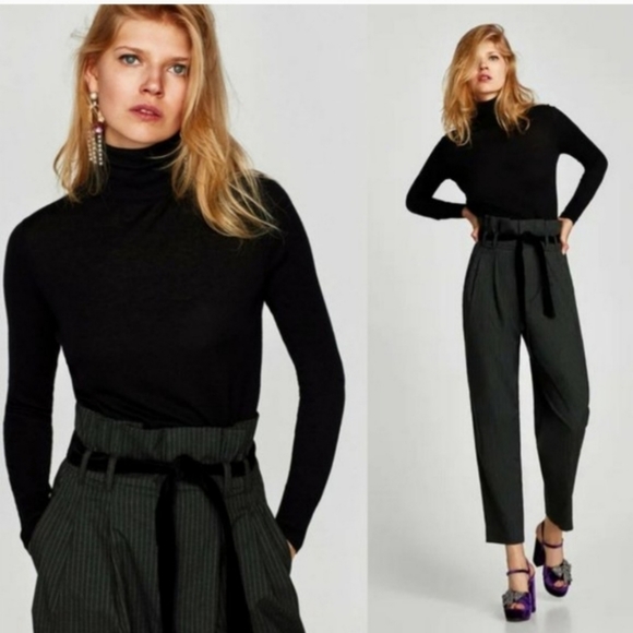 Zara Paperbag Striped Trousers - Picture 1 of 6